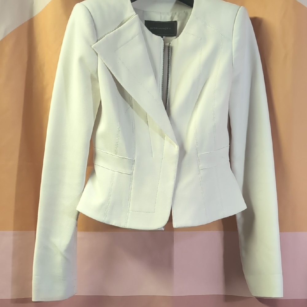 BCBG Max Azria Cream Moto Jacket XXS